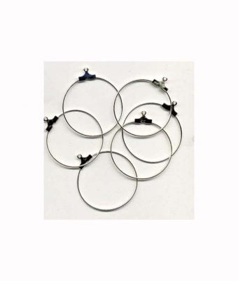 Korvakorurengas, 30mm, Hopeoitu, 6kpl