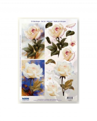 3D kuva-arkki, 83875, Valkoiset ruusut
