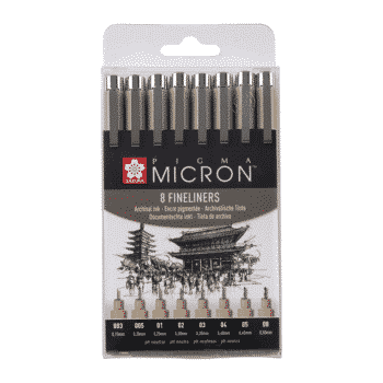 Sakura Pigma Micron Kuitukärkikynä setti 8kpl