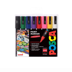 Posca Maalikynäsetti 5M 1,8-2,5 mm, Perusvärit 8kpl
