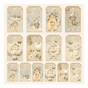 Reprint Skräppipaperi 30x30cm, RP0453 Tags