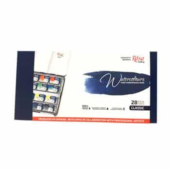 Rosa Gallery akvarellivärit metallirasiassa, 28 väriä