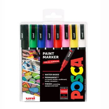 Posca Maalikynäsetti 3M 0,9-1,3 mm, perusvärit 8kpl