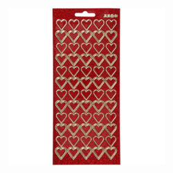 Ääriviivatarra sydän, glitter punainen