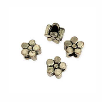 Metallinen koristehelmi 10mm, Kukka, hopean värinen 4 kpl