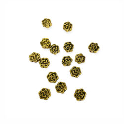Metallinen koristehelmi 6mm, Kukka, kullan värinen 15 kpl