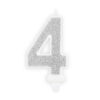 Kakkukynttilä hopea glitter, numero 4