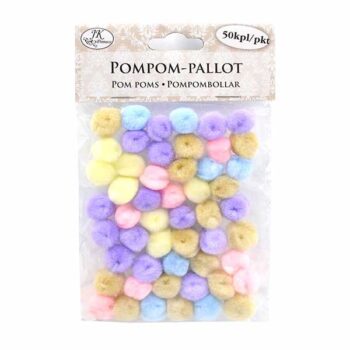 Pompom-pallot, 4583 Pastellilajitelma 50 kpl