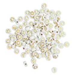 Kuviohelmet 7mm 100kpl, Valkoinen-Kulta