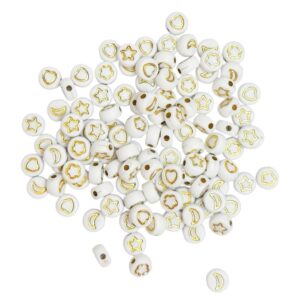 Kuviohelmet 7mm 100kpl, Valkoinen-Kulta