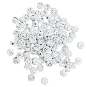 Kuviohelmet 7mm 100kpl, Valkoinen-Hopea