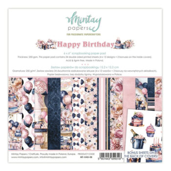 Mintay Papers Paperilehtiö 15x15cm, Happy Birthday