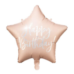 Foliopallo tähti 40cm, Happy Birthday vaaleanpunainen