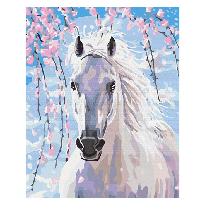 PaintingbyNumbersHorse in sakura flowers