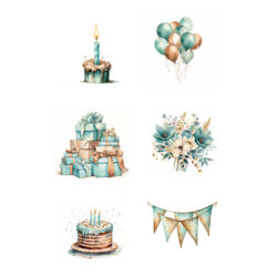 Reprint kuviokartonki A4, KP0097 Birthday