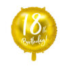 Foliopallo pyöreä 35cm, Happy 18th Birthday kulta