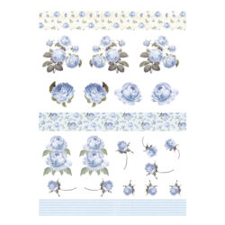 Reprint kuviokartonki A4, KP0084 Cutouts Blue Rose Romance