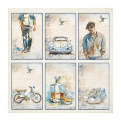 Reprint Skräppipaperi 30x30cm, RP0633 Guys Tags