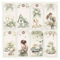 Reprint Skräppipaperi 30x30cm, RP0604 Wedding Tags