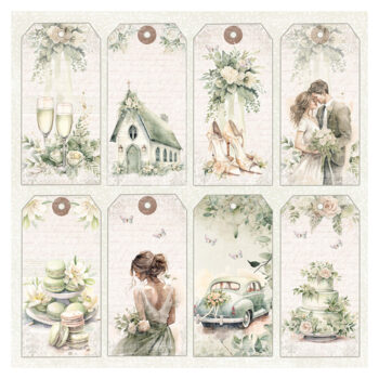 Reprint Skräppipaperi 30x30cm, RP0604 Wedding Tags