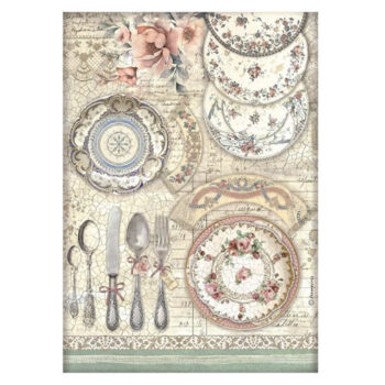 Stamperia Riisipaperi A4, DFSA4856 Brocante Antiques ceramic plates