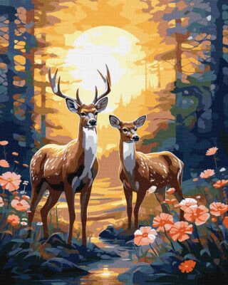 Ideyka Painting by numbers 40x50cm, Graceful reindeers
