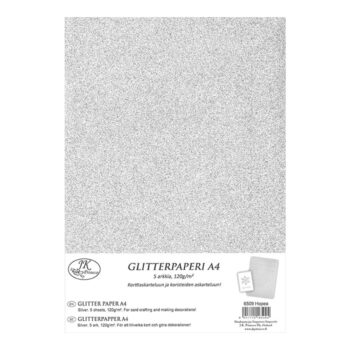 Glitterpaperi A4, 6509 hopea 5kpl