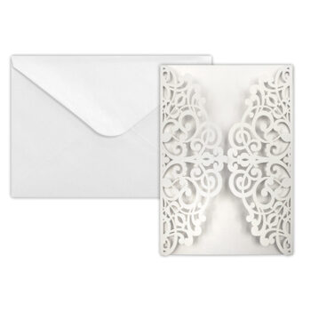Korttipohja + kirjekuori, 7815 Deco helmiäisvalkoinen