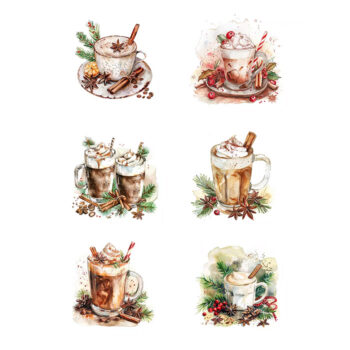 Reprint kuviokartonki A4, KP0118 Christmas Coffee
