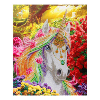 Craft Buddy Timanttimaalaustaulu 40x50cm, Unicorn Forest, Partial Crystal