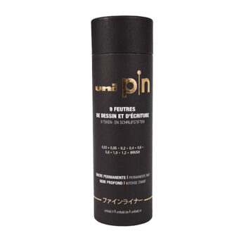 UNI PIN Kuitukärkikynä 9kpl musta, lahjatuubi