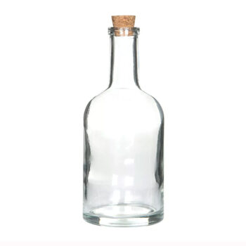 Lasipullo korkilla, kirkas 18cm