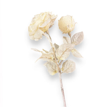 Koristeruusu 50cm, valkoinen glitter