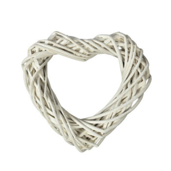 Pajukranssi sydän 20cm, valkoinen