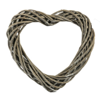 Pajukranssi sydän 30cm, harmaa