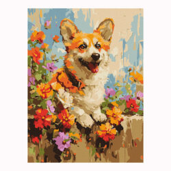 Ideyka Painting by numbers 30x40cm, KHO6616 A corgi in flowers