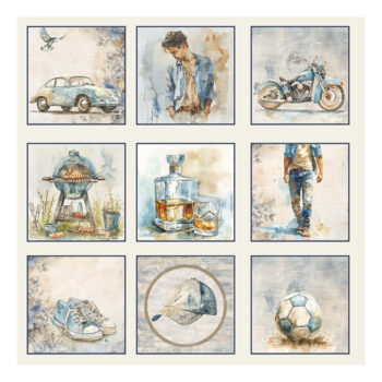 Reprint Skräppipaperi 30x30cm, RP0634 Guys cards