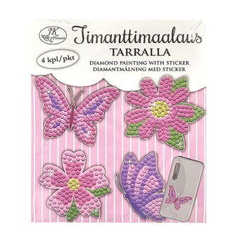 Timanttimaalaus tarralla 4kpl, 2005 Perhoset ja kukat