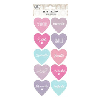 Tekstitarra, 9002 Sydämet lila