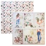 Reprint Skräppipaperi 30x30cm, RP0648 Girly Cards