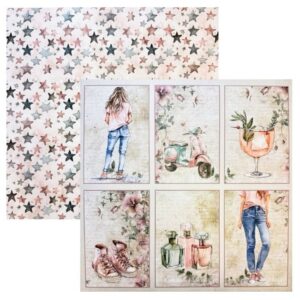 Reprint Skräppipaperi 30x30cm, RP0648 Girly Cards