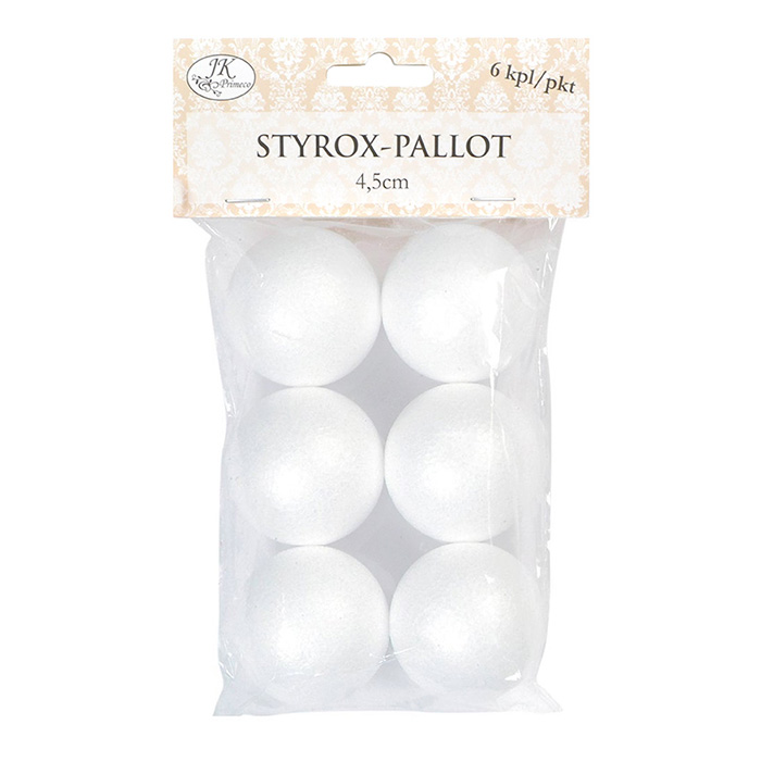 Styrox-pallot 4,5cm 6kpl - Askartelukulma