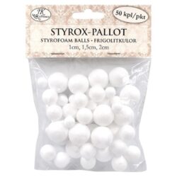Styrox-pallot lajitelma 1-2cm, 50kpl