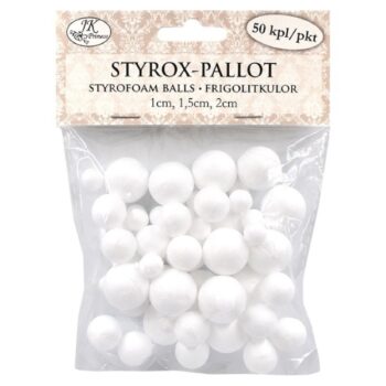 Styrox-pallot lajitelma 1-2cm, 50kpl