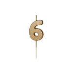 Kakkukynttilä kullanvärinen, numero 6