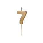 Kakkukynttilä kullanvärinen, numero 7