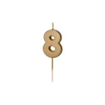 Kakkukynttilä kullanvärinen, numero 8