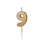 Kakkukynttilä kullanvärinen, numero 9