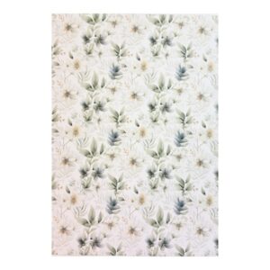 Kuviokartonki A4, 24 Kukat vihreä/ valkoinen, 5 arkkia