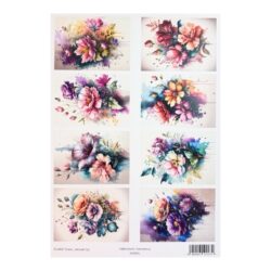 Kuva-arkki A4, CLA417 Kukat, vesiväritys